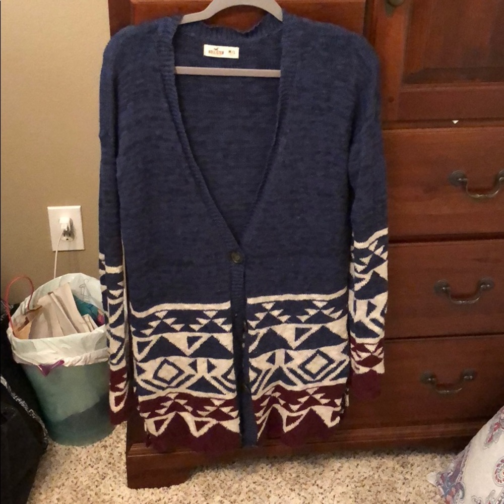 Great condition blue and maroon cardigan
